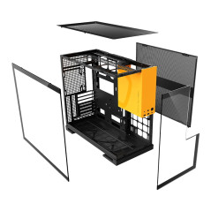 Geometric Future кутия Case EATX - Model 5 Black/Yellow - 5 x 140 mm aRGB fans included