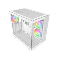 Montech кутия KING 65 Pro, Dual Chamber Mid-tower Case, 3 ARGB Fans, White