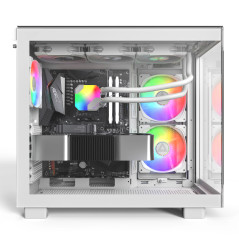 Montech кутия KING 65 Pro, Dual Chamber Mid-tower Case, 3 ARGB Fans, White