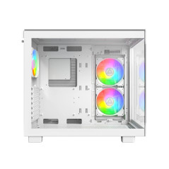 Montech кутия KING 65 Pro, Dual Chamber Mid-tower Case, 3 ARGB Fans, White