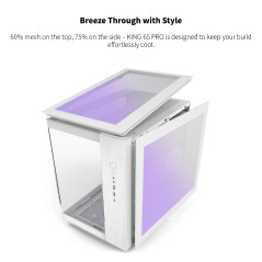 Montech кутия KING 65 Pro, Dual Chamber Mid-tower Case, 3 ARGB Fans, White
