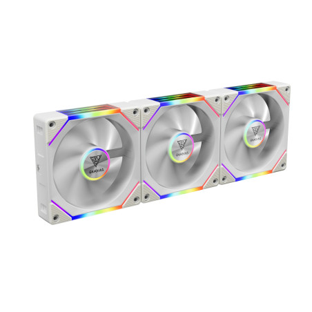 Gamdias Комплект вентилатори Fan Pack 3-in-1 3x120mm - AEOLUS P2-1203 White, Swappable Fan Blades (Reverse Fan Blades Included),