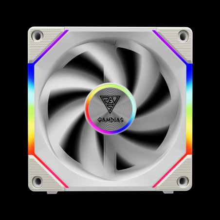 Gamdias Комплект вентилатори Fan Pack 3-in-1 3x120mm - AEOLUS P2-1203 White, Swappable Fan Blades (Reverse Fan Blades Included),