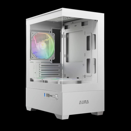 Gamdias кутия Case mATX - AURA GC9M White - 3 x 120 mm A-RGB, Tempered Glass