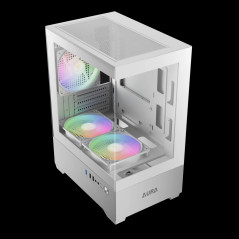 Gamdias кутия Case mATX - AURA GC9M White - 3 x 120 mm A-RGB, Tempered Glass