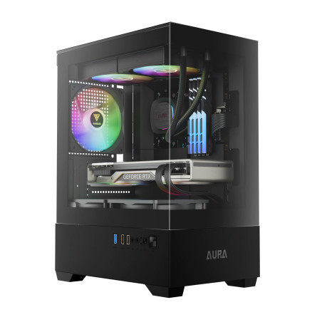 Gamdias кутия Case mATX - AURA GC9M - 3 x 120 mm A-RGB, Tempered Glass