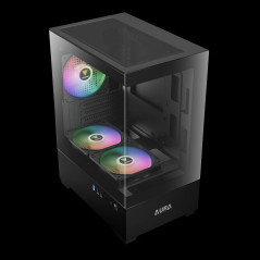 Gamdias кутия Case mATX - AURA GC9M - 3 x 120 mm A-RGB, Tempered Glass