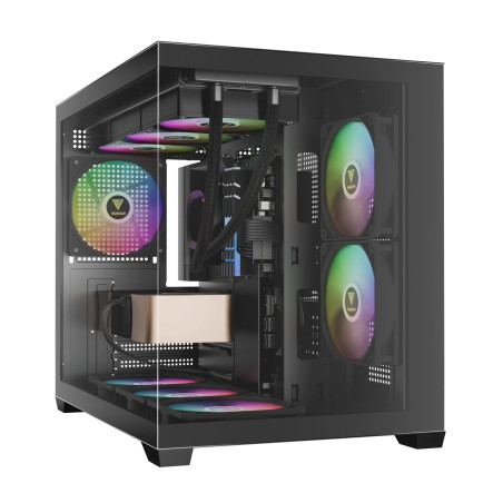 Gamdias кутия Case mATX - AURA GC10M - 3 x 120 mm A-RGB, Tempered Glass