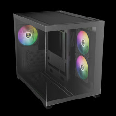 Gamdias кутия Case mATX - AURA GC10M - 3 x 120 mm A-RGB, Tempered Glass