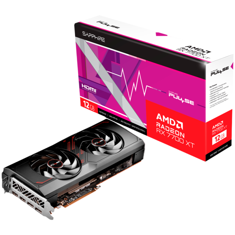 SAPPHIRE PULSE AMD RADEON RX 7700 XT GAMING 12GB GDDR6 DUAL HDMI / DUAL DP SAPPHIRE PULSE AMD RADEON RX 7700 XT GAMING 12GB GDDR6 DUAL HDMI / DUAL DP