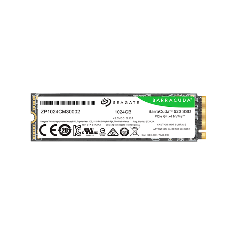 SSD SEAGATE BarraCuda 520 1.024TB M.2 2280-S2 PCIe Gen4 x4 NVMe 1.4, Read/Write: 5000/3200 MBps, TBW 250 SSD SEAGATE BarraCuda 520 1.024TB M.2 2280-S2 PCIe Gen4 x4 NVMe 1.4, Read/Write: 5000/3200 MBps, TBW 250