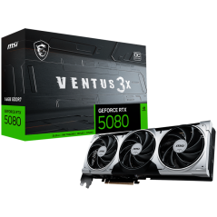 MSI Video Card Nvidia GeForce RTX 5080 16G VENTUS 3X OC PLUS, 16GB GDDR7, 256bit, Effective Memory Clock: 30000MHz, Boost: 2617 