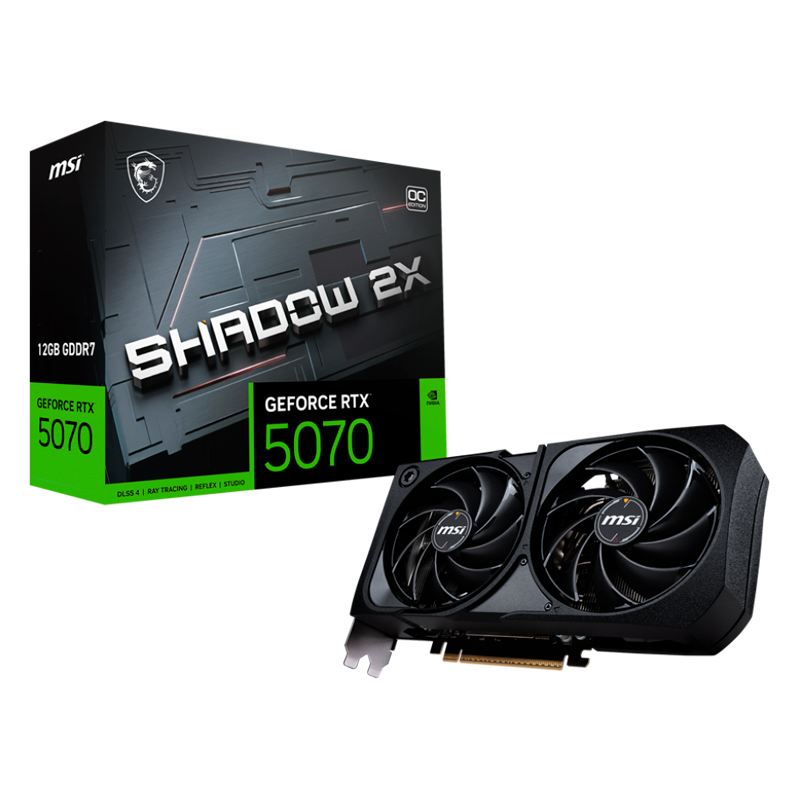MSI Video Card Nvidia GeForce RTX 5070 12G SHADOW 2X OC, 12GB GDDR7, 192bit, Effective Memory Clock: 28000MHz, Boost: 2542 MHz, 