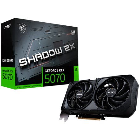 MSI Video Card Nvidia GeForce RTX 5070 12G SHADOW 2X OC, 12GB GDDR7, 192bit, Effective Memory Clock: 28000MHz, Boost: 2542 MHz, 