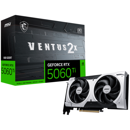 MSI Video Card NVIDIA GeForce RTX 5060 Ti 8G VENTUS 2X OC PLUS, 8GB GDDR7, 128-bit, 2617 MHz Boost, 4608 CUDA Cores, PCIe 5.0 (x