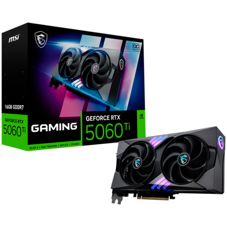 MSI Video Card NVIDIA GeForce RTX 5060 Ti 16G GAMING OC, 16GB GDDR7, 128-bit, 2662 MHz Boost, 4608 CUDA Cores, PCIe 5.0 (x8), 3x
