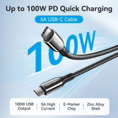Vention кабел USB2.0 Type-C/Type-C 100W, LED display 2m - CTKBH