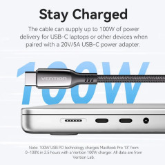 Vention кабел USB2.0 Type-C/Type-C 100W, LED display 2m - CTKBH