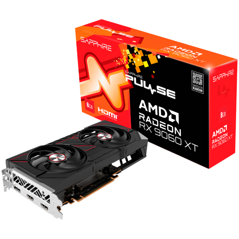 SAPPHIRE PULSE AMD RADEON RX 9060 XT GAMING OC 8GB DUAL HDMI / DP SAPPHIRE PULSE AMD RADEON RX 9060 XT GAMING OC 8GB DUAL HDMI / DP