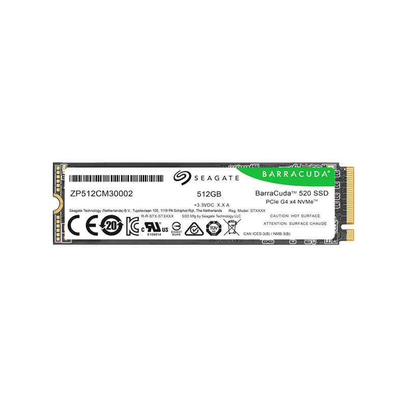 SSD SEAGATE BarraCuda 520 512GB M.2 2280-S2 PCIe Gen4 x4 NVMe 1.4, Read/Write: 5000/3800 MBps, TBW 200 SSD SEAGATE BarraCuda 520 512GB M.2 2280-S2 PCIe Gen4 x4 NVMe 1.4, Read/Write: 5000/3800 MBps, TBW 200