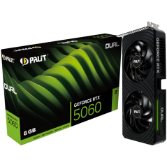 PALIT GeForce RTX 5060 Dual 8GB GDDR7 128 bit, 1x HDMI 2.1b, 3x DP 2.1b, 2 Fan, 1x 8-pin pwr connector, 550W, 262.1 x 126.3 x 40