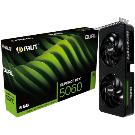 PALIT GeForce RTX 5060 Dual 8GB GDDR7 128 bit, 1x HDMI 2.1b, 3x DP 2.1b, 2 Fan, 1x 8-pin pwr connector, 550W, 262.1 x 126.3 x 40