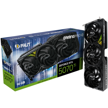 PALIT GeForce RTX 5070 Ti GamingPro-S 16GB GDDR7 256 bit, 1x HDMI 2.1b, 3x DP 2.1b, 3 Fan, 1x 16-pin pwr connector, 750W, 331.9 