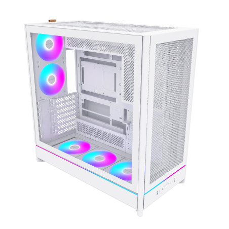Montech кутия Case ATX - HS01 PRO (W) - 5 x 120 mm ARGB Fans, USB-C, White