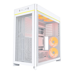 Montech кутия Case ATX - HS01 PRO (W) - 5 x 120 mm ARGB Fans, USB-C, White
