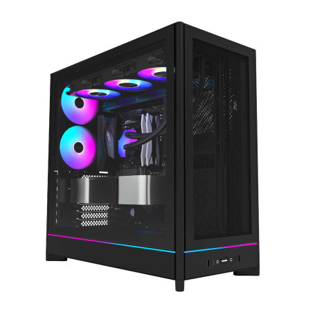Montech кутия Case ATX - HS01 PRO (W) - 5 x 120 mm ARGB Fans, USB-C, Black