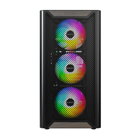 Montech кутия Case ATX - XR Wood (B) - 4 x 120 mm ARGB Fans, Wood, USB-C, Black