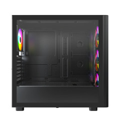Montech кутия Case ATX - XR Wood (B) - 4 x 120 mm ARGB Fans, Wood, USB-C, Black