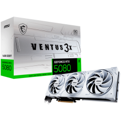 MSI Video Card Nvidia GeForce RTX 5080 16G VENTUS 3X OC WHITE, 16GB GDDR7, 256bit, Effective Memory Clock: 30000MHz, Boost: 2640