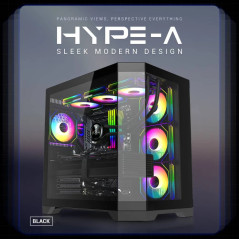 Gamemax кутия Case ATX - HYPE-A Black - 4 x 120 mm Addressable RGB fans