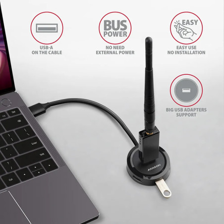 AXAGON HUE-P1A 4x USB3.2 Gen 1 ROUND hub, micro USB power IN, 30cm USB-A cable