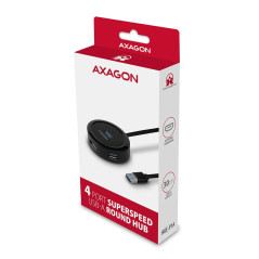 AXAGON HUE-P1A 4x USB3.2 Gen 1 ROUND hub, micro USB power IN, 30cm USB-A cable