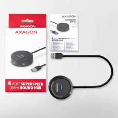 AXAGON HUE-P1A 4x USB3.2 Gen 1 ROUND hub, micro USB power IN, 30cm USB-A cable