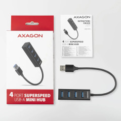 AXAGON HUE-M1A 4x USB3.2 Gen 1 MINI hub, metal, 20cm USB-A cable