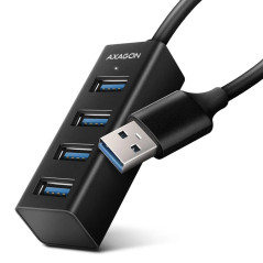 AXAGON HUE-M1A 4x USB3.2 Gen 1 MINI hub, metal, 20cm USB-A cable