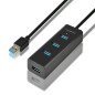 AXAGON HUE-S2BL 4x USB3.0 Charging Hub 1.2m Cable, MicroUSB Charging AXAGON HUE-S2BL 4x USB3.0 Charging Hub 1.2m Cable, MicroUSB Charging