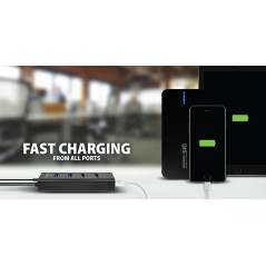 AXAGON HUE-S2BL 4x USB3.0 Charging Hub 1.2m Cable, MicroUSB Charging