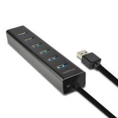 AXAGON HUE-SA7BP 7x USB3.0 ALU Charging Hub Incl. AC Adapter, Black
