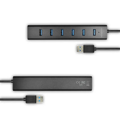 AXAGON HUE-SA7BP 7x USB3.0 ALU Charging Hub Incl. AC Adapter, Black