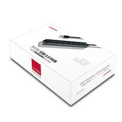 AXAGON HUE-SA7BP 7x USB3.0 ALU Charging Hub Incl. AC Adapter, Black