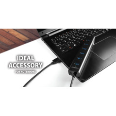 AXAGON HUE-SA7BP 7x USB3.0 ALU Charging Hub Incl. AC Adapter, Black