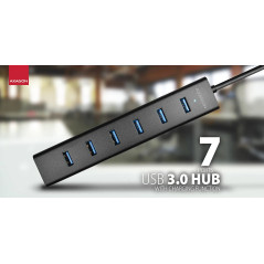 AXAGON HUE-SA7BP 7x USB3.0 ALU Charging Hub Incl. AC Adapter, Black