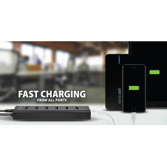 AXAGON HUE-SA7BP 7x USB3.0 ALU Charging Hub Incl. AC Adapter, Black