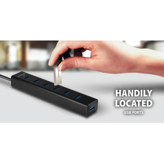 AXAGON HUE-SA7BP 7x USB3.0 ALU Charging Hub Incl. AC Adapter, Black