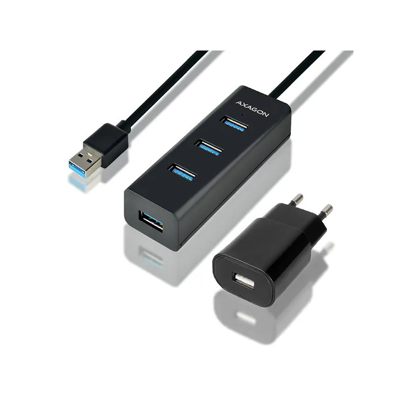 AXAGON HUE-S2BP 4x USB3.0 Charging Hub 1.2m Cable, MicroUSB Charging, Incl. AC Adapter AXAGON HUE-S2BP 4x USB3.0 Charging Hub 1.2m Cable, MicroUSB Charging, Incl. AC Adapter