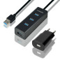 AXAGON HUE-S2BP 4x USB3.0 Charging Hub 1.2m Cable, MicroUSB Charging, Incl. AC Adapter AXAGON HUE-S2BP 4x USB3.0 Charging Hub 1.2m Cable, MicroUSB Charging, Incl. AC Adapter